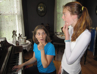 A student during a voice lesson